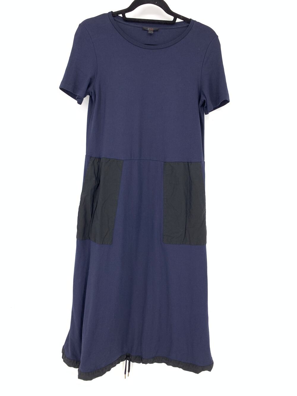 COS Womens Size US Size Small T-Shirt Dress Cinched Hem Pockets Blue Black